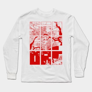 Singapore City Map Typography - Oriental Long Sleeve T-Shirt